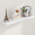 48 Inch Floating Shelves White, Rustic Wood Floating Shelf Wall Mounted, 9 Inch Deep Floating Shelf for Kitchen, Bedroom, 48 x 9 Wall Shelves for Home Storage, Set of 1-Ruum Studio Home