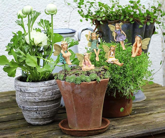 Fairy Garden Vintage Resin Fairy Figurines for Outdoor Garden Yard Lawn Supplies Home Decor Set of 6-Ruum Studio Home