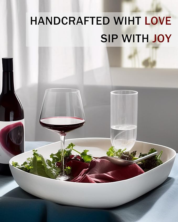 JBHO Set of 4-21 Ounce Hand Blown Italian Style Crystal Burgundy Wine Glasses - Lead-Free Premium Crystal Clear Glass - Gift-Box for any Occasion-Ruum Studio Home