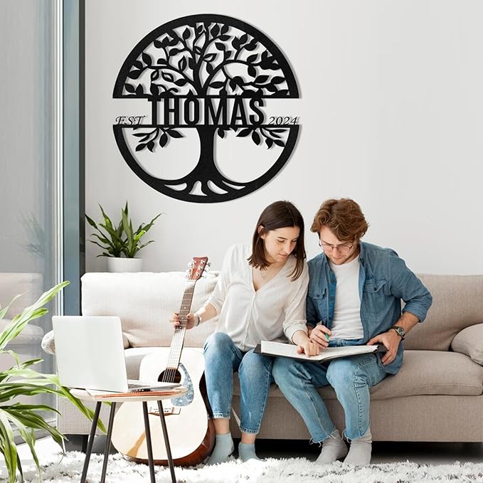 Metal Signs Customized, Tree of Life Metal Signs, Personalized Family Name Sign, Outdoor Metal Wall Art, Metal Tree Wall Decor, Porch Signs Outdoor, Housewarming Gift, Rustic Home Decor-Ruum Studio Home