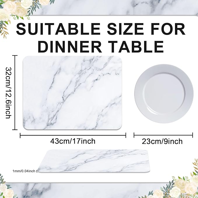 Marble Plastic Placemats Set of 6 Marbles Table Mats Marble Theme Place Mats Wipe Clean Washable Recyclable Table Placemats for Indoor Outdoor Heat Resistant Kitchen Dining-Ruum Studio Home