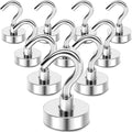 MIKEDE Magnetic Hooks Heavy Duty, 40 Lbs Magnet with Hooks for Cruise Cabins, Strong Magnets Neodymium for Hanging, Magnetic Wall Hooks for Refrigerator, Locker Decoration, Workplace -10Pack-Ruum Studio Home