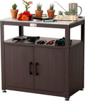 Garden Potting Bench with Storage Cabinet,Outdoor Gardening Table & Work Bench for Plants, Horticulture,Outdoor Workstation with Stainless Steel Tabletop,Outdoor Work Table-Ruum Studio Home
