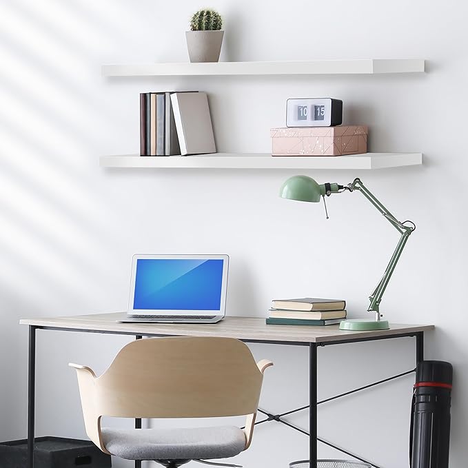 Sorbus Floating Shelves for Wall - 35 Inch Long Bathroom Shelves, Wall Decor for Bedroom, Kitchen, Living Room & Book Storage - Mounted Floating Shelf with Invisible Brackets (White, 3 Pack)-Ruum Studio Home