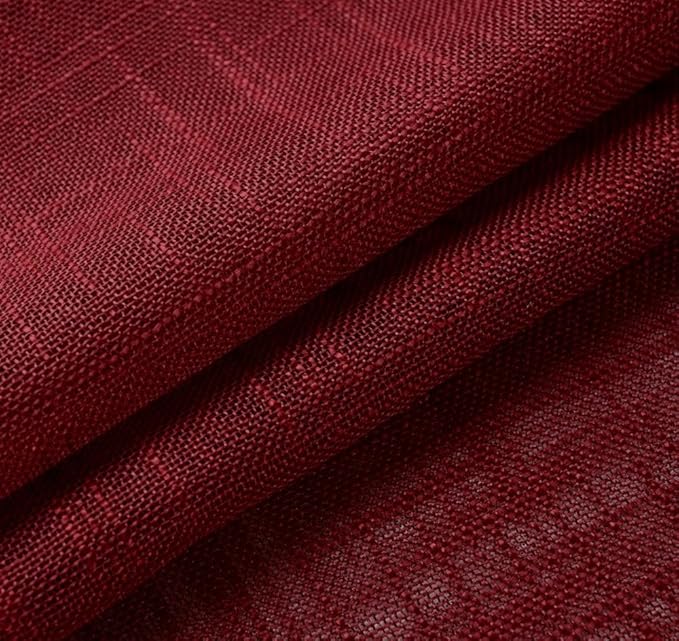MIUCO Semi Sheer Curtains Poly Linen Textured Solid Grommet Curtains 63 Inches Long for Living Room 2 Panels (2 x 37 Wide x 63" Long) Burgundy-Ruum Studio Home