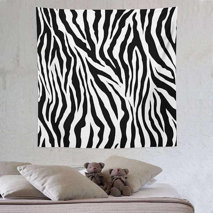 HZOHNAGO Zebra Print Tapestry Nature Wild Animals Black and White Stripe Printed Wall Tapestry Painting Wall Hanging for Bedroom Living Room Dorm 60" W x 60" H-Ruum Studio Home
