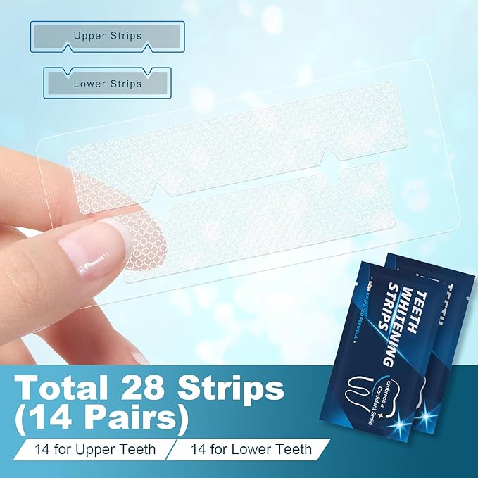 Teeth Whitening Strips - 28 Whitening Strips for Teeth Sensitive, Professional, Fast Remove Smoking, Coffee, Wine Stains, Teeth Whitening Kit Pack of 14 Non-Slip Strips Treatments-Ruum Studio Home