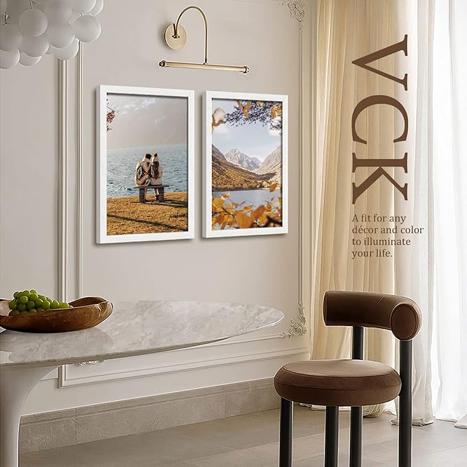 VCK 16x24 Poster Frames Set of 3, White Solid Wood Picture Frame, Textured Exclusive Wall Gallery Frame-Ruum Studio Home