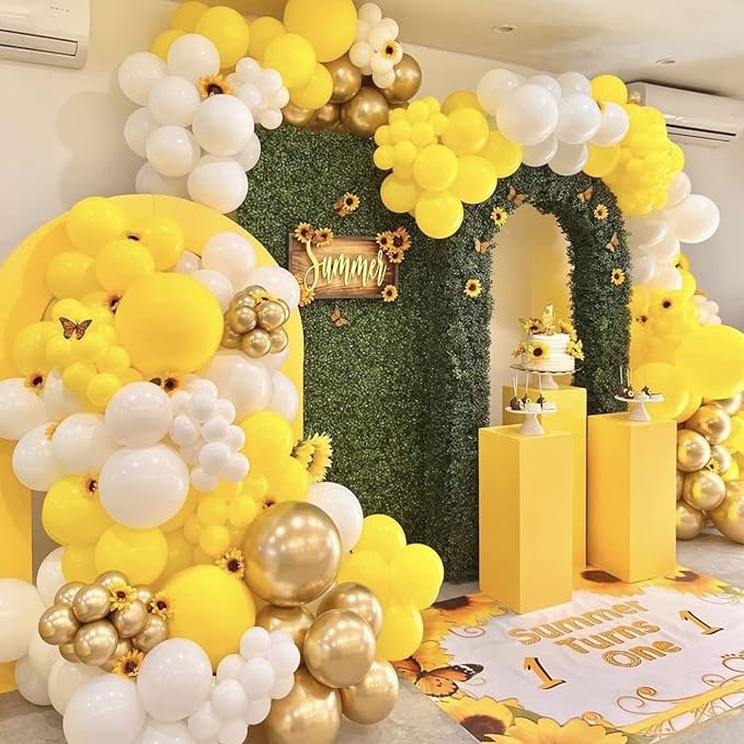 130pcs Yellow Balloons Different Sizes 18" 12" 10" 5" Party Latex Balloons for Boys Girls Birthday Baby Shower Gender Reveal Wedding Sunflower Party Decorations-Ruum Studio Home