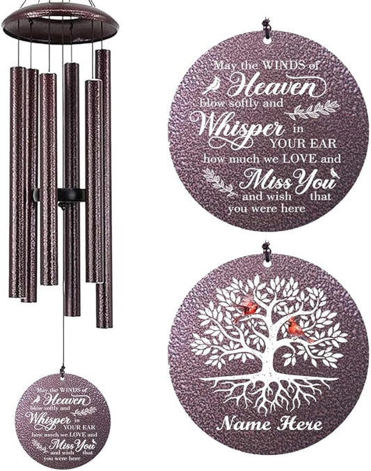 Sympathy Wind Chimes Life Tree, 36inch Personalized Memorial Wind Chimes, Cardinal Wind Chime for Loss of Loved Dad/Mom, Sympathy Gifts Memorial Gifts, Deep Tone Outdoor Decorations-Ruum Studio Home