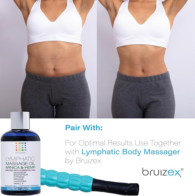 Lymphatic Drainage Massage Oil with Arnica & Natural Hemp Seed Oil, Post Surgery Recovery & Lipedema, Liposuction, 360 Lipo, BBL, Tummy Tuck, Fibrosis Treatment, Body Detox, 8.5 Oz-Ruum Studio Home