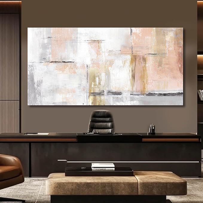 SOUGUAN Canvas wall Art Gold Wall Decor Bedroom Pink Pictures Wall Decoration Artwork Abstract Wall Art large Modern Painting Pictures for Living Room Home Kitchen Office (30x60, Pink)-Ruum Studio Home
