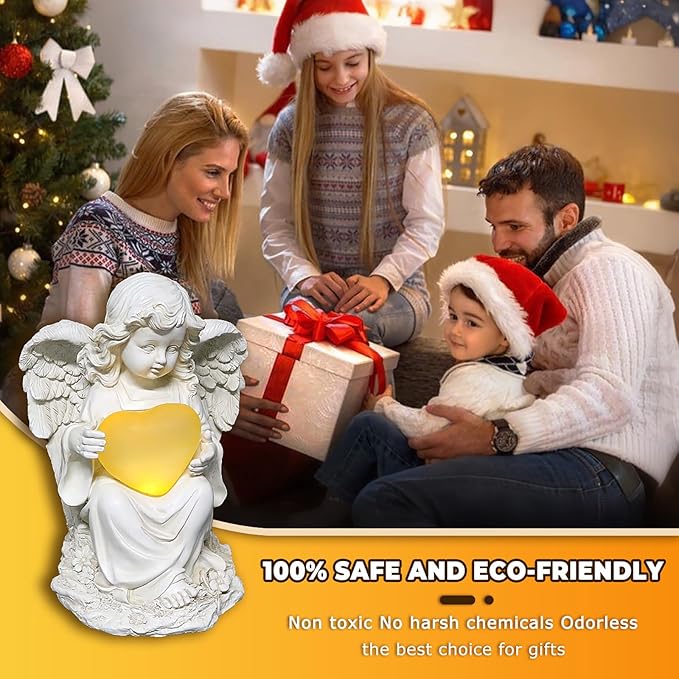 Angel Statues for Garden, Solar Angels for Outside with Glowing Heart & Cemetery Decorations for Grave, Yard Art Patio Balcony & Lawn Ornaments Gifts for Mom Grandma Women-Ruum Studio Home