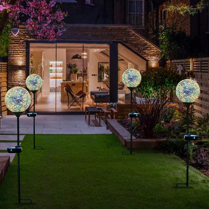 VCUTEKA Mosaic Solar Light, Solar Garden Decorative Lights Outdoor Waterproof LED Pathway Stake Light for Landscape Patio Yard Deck Walkway Decoration, 2 Pack-Ruum Studio Home