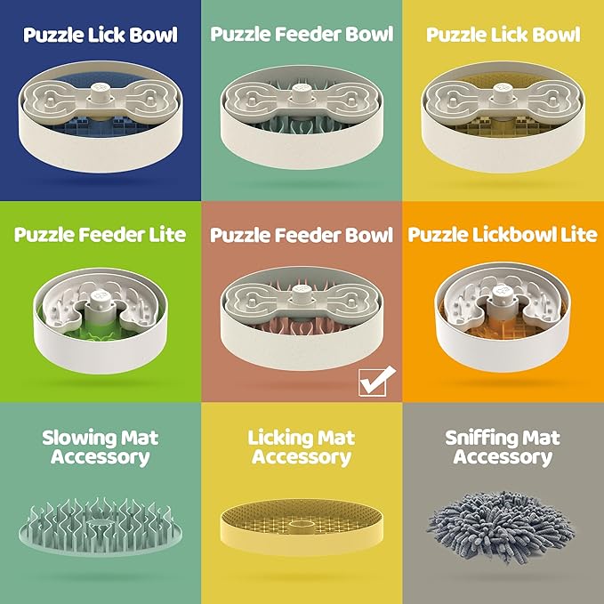 Slow Feeder Dog Bowl for Large Dogs with Non-Slip Base - Adjustable Speed Design, Removable Puzzle Inserts & Dishwasher Safe, Pink-Ruum Studio Home