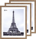VCK 22x28 Frame 3 Pack - Brown Walnut, Natural Textured Solid Wood Poster Picture Frame, Wall Mounting Hanging-Ruum Studio Home