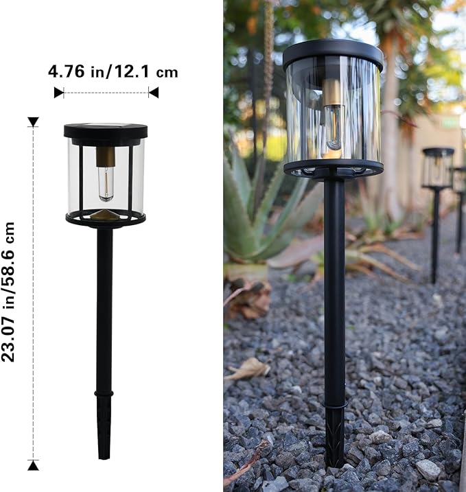 EcoGreen Outdoor Pathway Solar Light, 4pcs Pack,Garden Patio Balcony Walk Way Lights, Aluminum Leg, 5000K Daylight, Waterproof, 4.76 * 23.07in-Ruum Studio Home