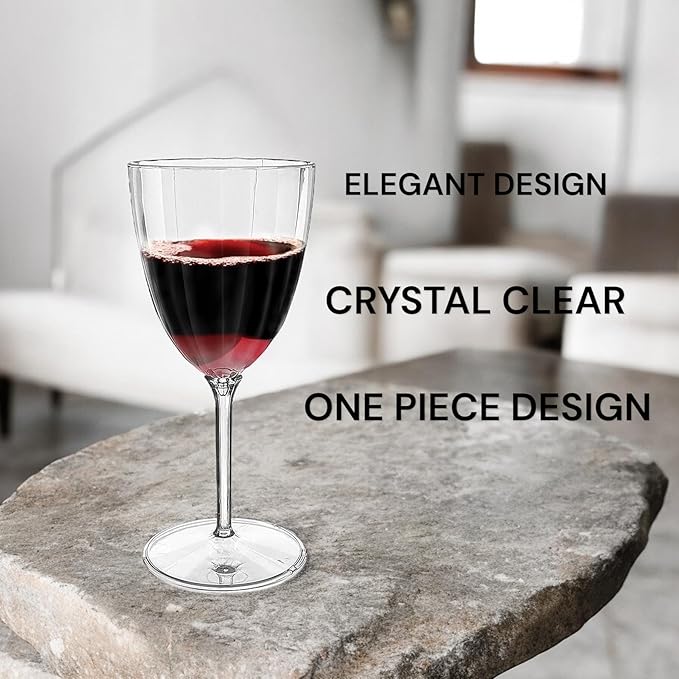 Oojami Elegant Plastic Champagne Flutes - 32 PCS, 7.8oz Disposable & Reusable Wine Glasses - Perfect for Home, Parties, Weddings, Birthdays & Celebrations (32, Clear)-Ruum Studio Home