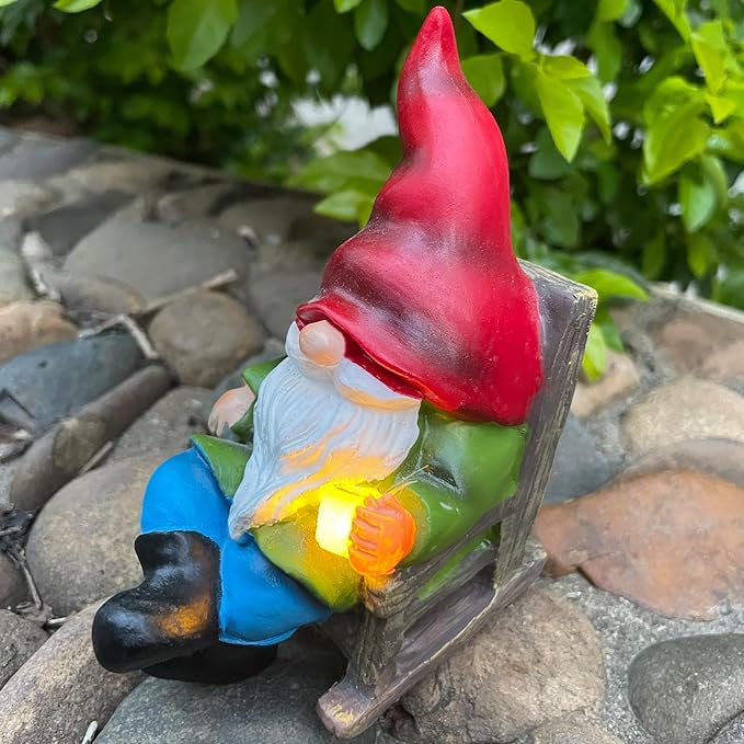 Solar Gnomes Decor Outside Mini Gnome Figurines Outdoor Solar Porch Patio Garden Miniatures Gnomes Decor Gift for Women Grandma Mother's Day Birthday-Ruum Studio Home
