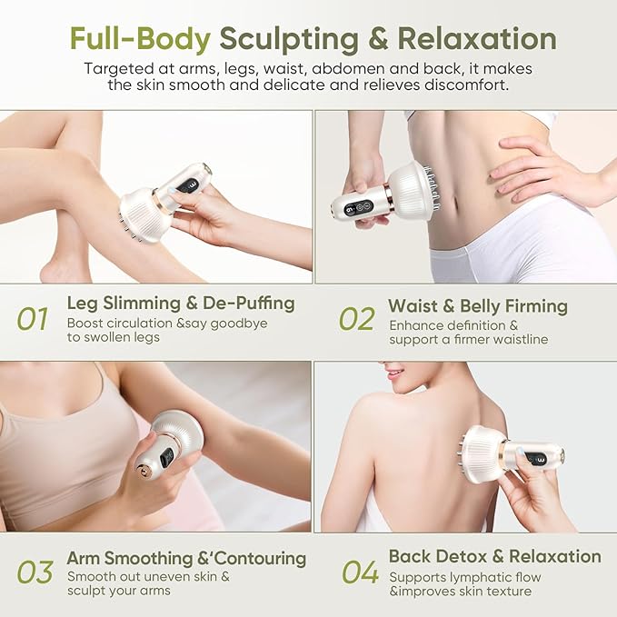 Lymphatic Drainage Massager & Anti Cellulite Massage Tool — Body Sculpting Machinefor Legs, Arms & Belly, Body,Helps Reduce Stretch Marks & Cellulite,with Microcurrent, Light Heat & Vibration-Ruum Studio Home