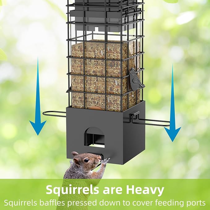 KRUOO Metal Squirrel Proof Bird Feeder for Outdoors Hanging,Wild Bird Feeders for Outside, 2.5 lb Capacity-Ruum Studio Home