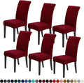 Joccun Chair Covers for Dining Room Set of 6, Dining Chair Slipcovers Stretch Dining Room Chair Covers Seat Protector,Washable Parsons Chair Cover for Home,Banquet(Red Dahlia,6 Pack)-Ruum Studio Home