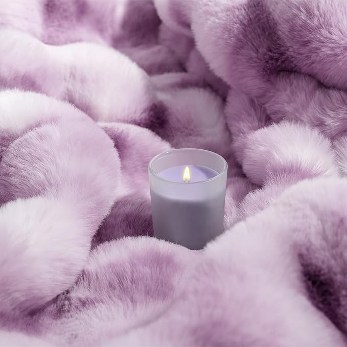 Touchat Luxury 1000GSM Faux Rabbit Fur Throw Blanket for Women, Super Heavy Warm Cozy Blankets for Couch Bed Sofa, Bubble Plush Fuzzy Soft Mink Blanket for Living Room Bedroom, Purple-Ruum Studio Home