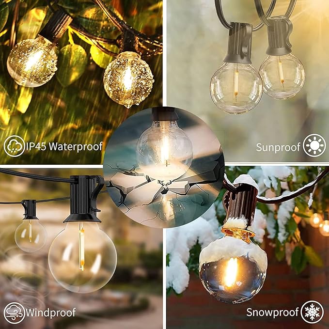 Svater Outdoor String Lights 300 FT, Patio Lights Outside with 156 G40 Shatterproof LED Bulbs, Waterproof Hanging Globe Lighting for Bistro Backyard Cafe Market, Warm White 2700K（3 x 100 FT）-Ruum Studio Home