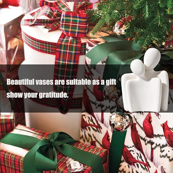 Hugging Couple Statues Ceramic Lover Figurine Characters Coffee Table Decor (White)-Ruum Studio Home