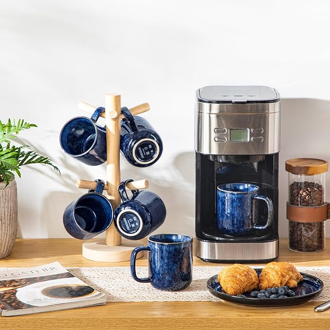 vancasso STARRY Coffee Mugs Set, 12 oz Ceramic Coffee Cups for Latte Hot Tea Cappuccino Cocoa Milk Stoneware Cups Set of 6, Dishwasher & Microwave Safe, Blue-Ruum Studio Home