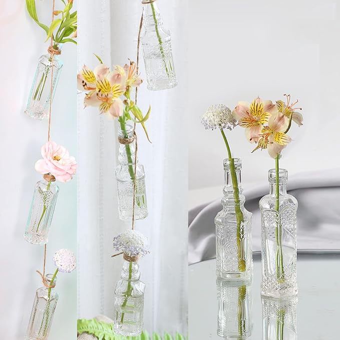 24 pcs Small Mini Clear Vintage Glass Bottles with Corks, Small Bud Vases, Decorative, Potion Bottles, 1.6oz for Party Wedding DIY Decoration/ Sand Art Bottles/Spell Jars/Message In a Bottle Kit-Ruum Studio Home