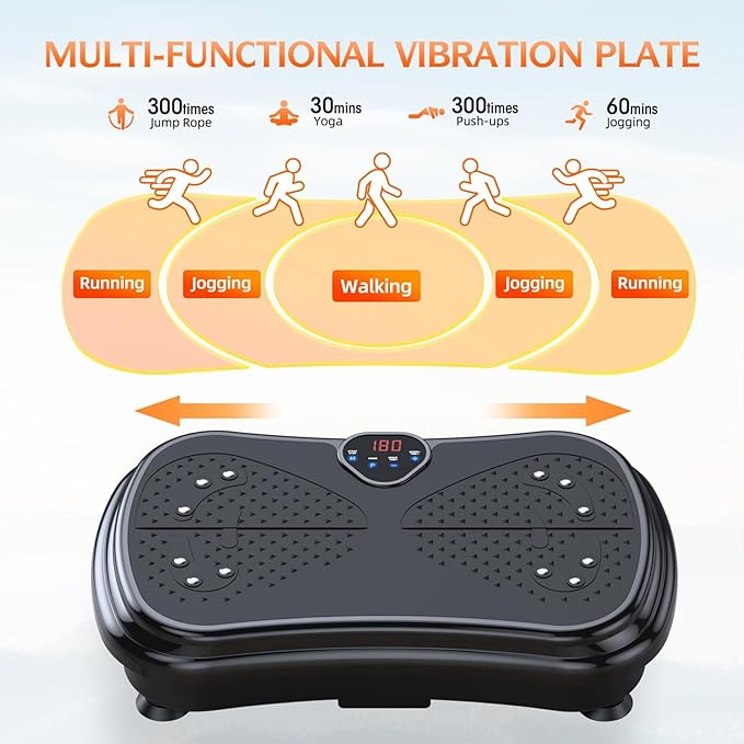 Vibration Plate Exercise Machine Weight Loss, Full Body Vibration Plate for Lymphatic Drainage, 180 Adjustable Speeds Vibrating Plate 400 Lbs Capacity Fitness Platform for Women Men-Ruum Studio Home