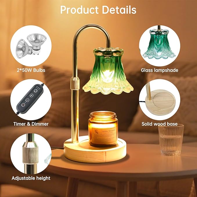 GEEZO Fragrance Candle Warmer Lamp，Electric Candle Warmer with Timer & Dimmer，Mom Christmas Birthday Gifts for Women, House Warming Gifts New Home Bedroom Decor-Ruum Studio Home