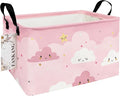 FANKANG Storage Bins, Nursery Hamper Canvas Laundry Basket Foldable with Waterproof PE Coating Large Storage Baskets for Kids Boys and Girls, Office, Bedroom, Clothes,Toys(Rec-pink cloud ）-Ruum Studio Home