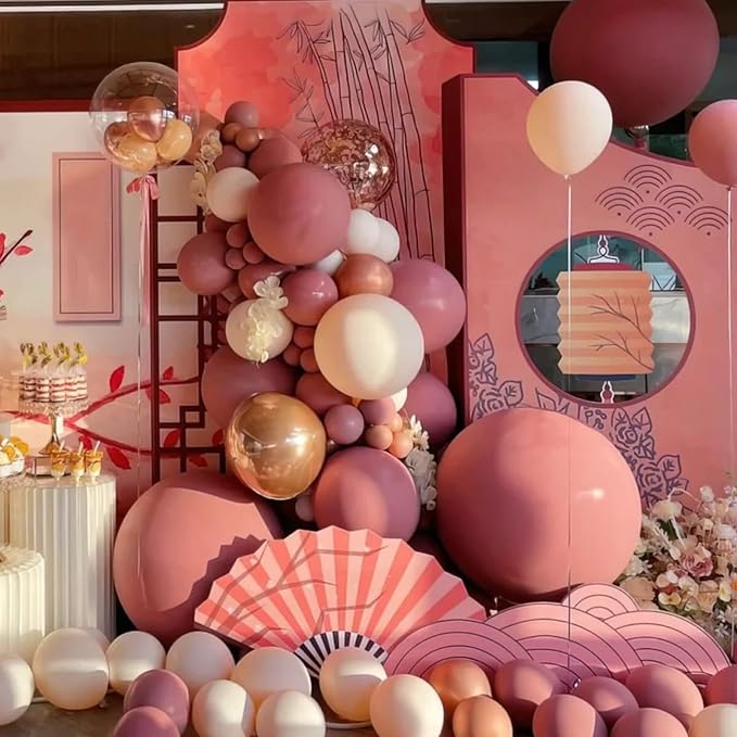 130pcs Retro Pink Balloons Different Sizes 18" 12" 10" 5" Blush Pink Latex Balloon Garland Arch Kit for Birthday Baby Shower Valentine's Day Wedding Anniversary Party Decorations-Ruum Studio Home