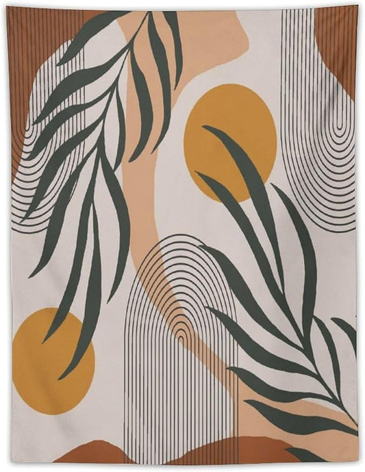 ICMOLYYENLO Boho Plant Aesthetic Tapestry, Abstract Medieval Arch Sun Home Aesthetic Wall Hanging For Bedroom Living Room Dormitory Tapestry 60x60 Inches-Ruum Studio Home