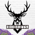 Personalized Deer Head Metal Sign | Christmas Deer | Custom Metal Deer Sign | Deer Antlers Sign | Outdoor Wall Decor | Last Name Sign | Deer Monogram | Wall Decor Rustic Home | Housewarming Gifts-Ruum Studio Home