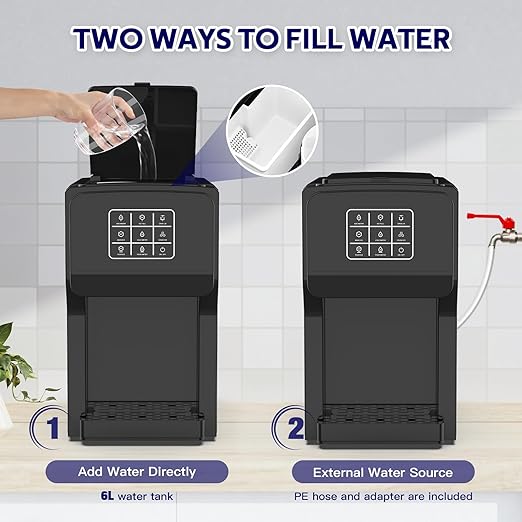 3 in 1 Water Dispenser with Ice Maker, Ice Maker Countertop, Bullet Ice, Crushed Ice, Water Cooler, 44Lbs/24H, 12 Ice/6Min, Self-Cleaning, 4Lbs Ice Storage, Home/Kitchen/Party/RV (Touchscreen)-Ruum Studio Home