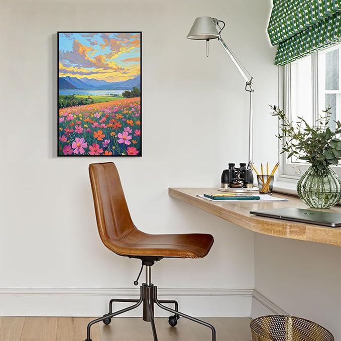 Colorful wildflowers field scenery poster artwork wall decoration wildflowers everywhere wall painting suitable for bedroom home office-Ruum Studio Home