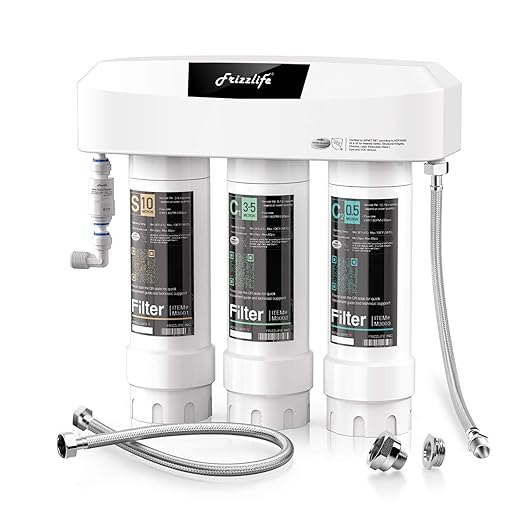 Frizzlife Under Sink Water Filter System SK99-NEW, Direct Connect, NSF/ANSI 53&42 Certified 0.5 Micron Carbon Block, Remove Lead, Chlorine, Chloramine, Fluoride, Odor & Bad Taste- Quick Change-Ruum Studio Home