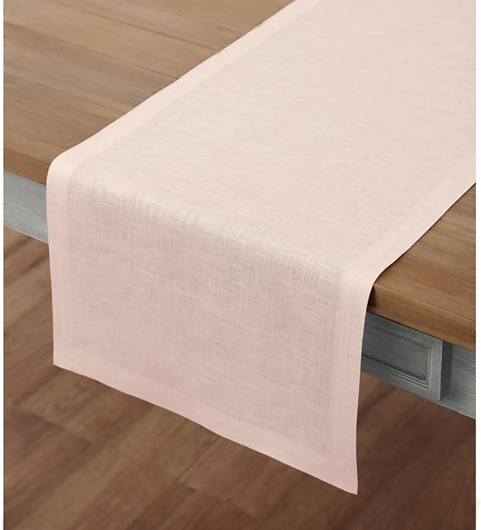 Solino Home Linen Pink Table Runner 120 Inches Long - 100% Pure Linen 14 x 120 Inch Table Runner for Halloween - Fete-Ruum Studio Home