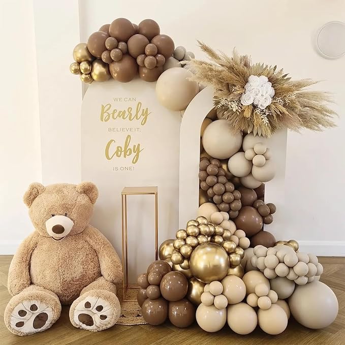 Brown and Gold Balloons 12 Inch Double Stuffed Dark Coffee Tan Cream Beige Sand Nude Neutral Latex Balloon Confetti Balloons for Boho Birthday Rodeo Thanksgiving Baby Bridal Shower Party Decor-Ruum Studio Home