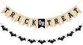Uniwish Trick or Treat Burlap Banner Halloween Decorations for Mantel Fireplace Glitter Bat Garland Bunting Home Wall Decor Halloween Party Supplies-Ruum Studio Home
