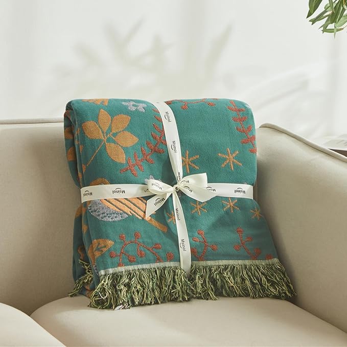 Woven Throw Blanket Cotton Cozy and Soft King Size Blanket Two Side Available Large Bed Blankets All Season Blanket for Couch Bedding (90"x98",01-Cute Bird)-Ruum Studio Home
