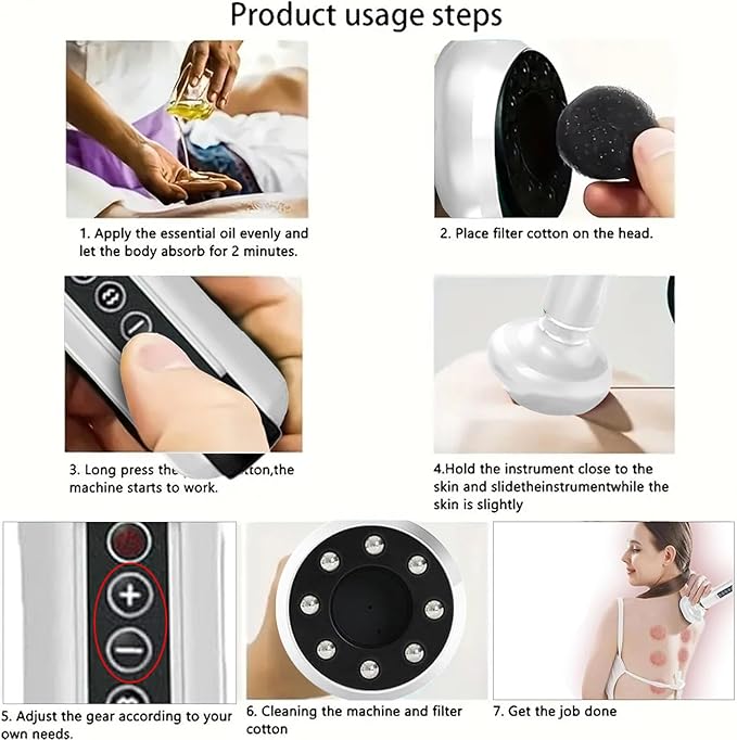 Handheld Cellulite Massager Tool- Elouris Cellulite Tool, 3 in 1 Vacuum Cupping kit, 12-Level Adjustable Cupping kit for Massage Therapy、Cupping Machine.(White)-Ruum Studio Home