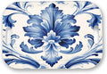 Serving Trays with Handles, 14.5 x 9.8 inch Rectangular Plastic Tray for Restaurant, Kitchen, Blue and White Pattern-Ruum Studio Home