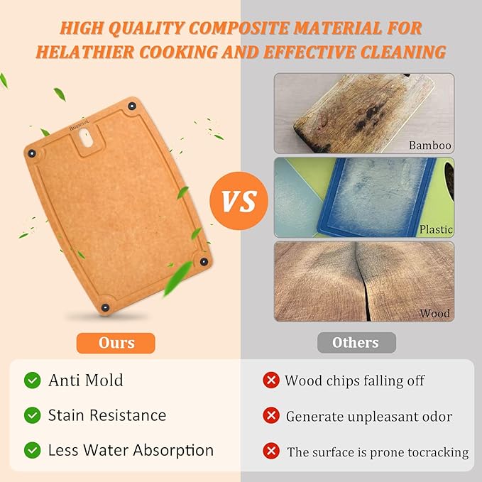 large cutting boards for kitchen dishwasher - XL cutting board set double-sided with Non-Slip Feet and Juice Groove Composite chopping board knife Friendly Cut Meat, Fruit,Vegetable-Ruum Studio Home