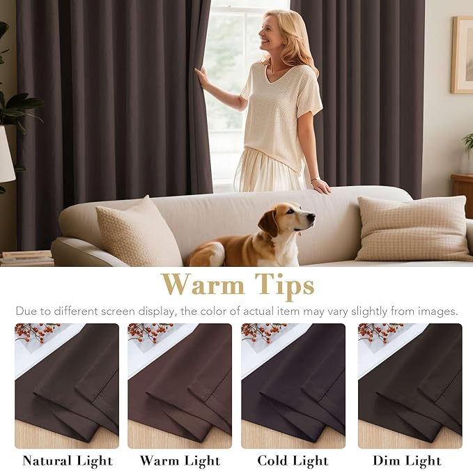 H.VERSAILTEX Blackout Curtains for Bedroom Thermal Insulated Room Darkening Living Room Curtains 72 Inch Long Grommet Privacy Protection Window Curtain Panels/Drapes, 2 Panels, Chocolate Brown-Ruum Studio Home