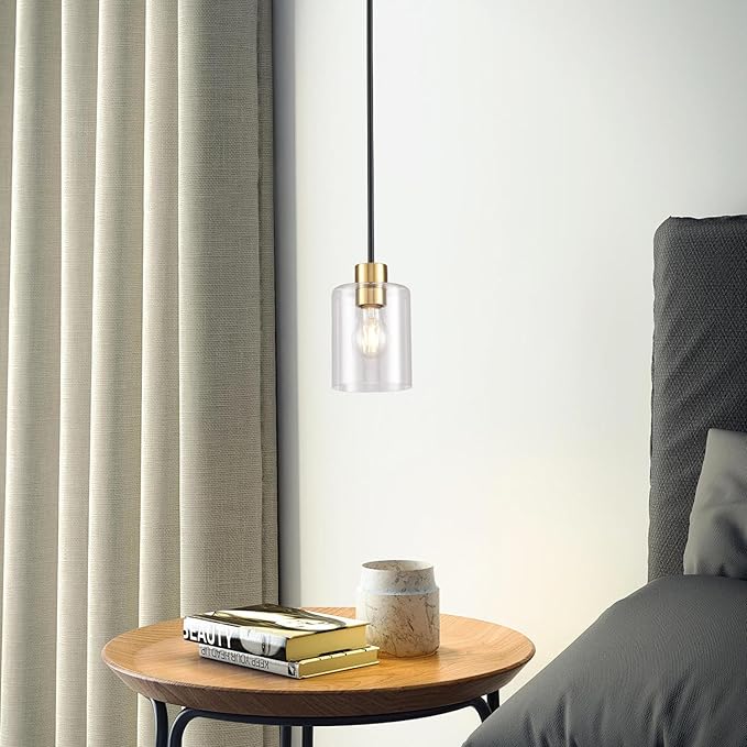 Black Brass Pendant Lights Kitchen Island - Clear Glass Pendant Light Fixture Multiple Stems Rods 3 Units 12 Inch 3 Units 4 Inch (2 Pack Black Brass Downrod)-Ruum Studio Home
