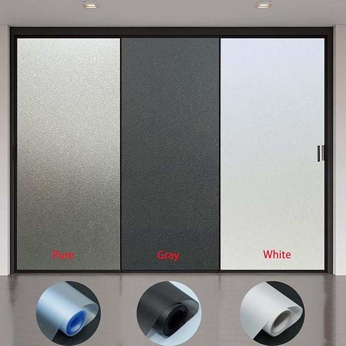 Window Privacy Film, Frosted Glass Window Film,for Glass Windows Cover, Static Cling, Removable, Reusable, Anti-UV, Anti-Glare, Heat Blocking (Pure, 17.5X78.7 Inch)-Ruum Studio Home